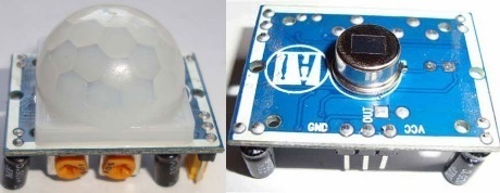 Figure shows the Pyroelectric sensor (rectangular crystal behind the plastic