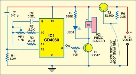 Wire Break Alarm with Delay - source illustration from page 166 Wire Break Alarm with Delay - source illustration from page 166