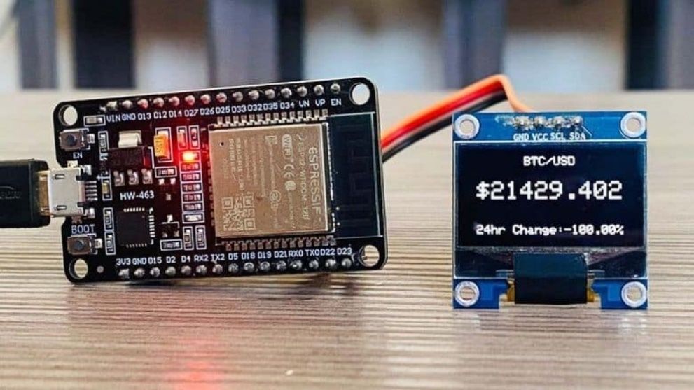 Bitcoin $ Price Tracker Using ESP32 & OLED Display - source illustration from page 1394