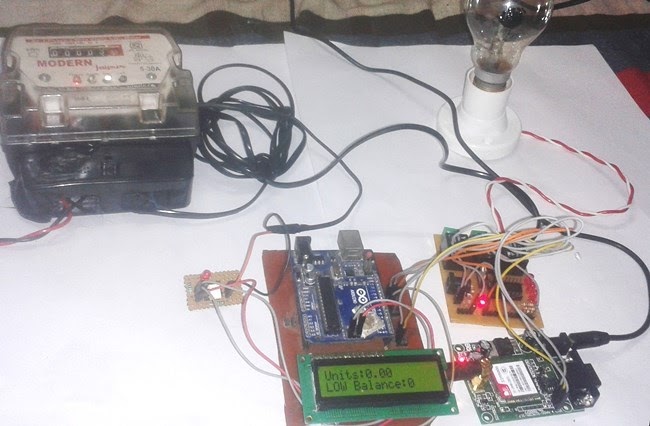 Fig. Prototype of Energy Meter using GSM and Arduino