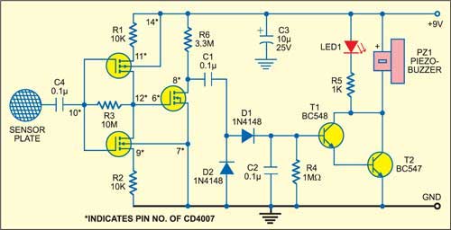 shown in Figure, it has three p-channel and three n-channel enhancement-