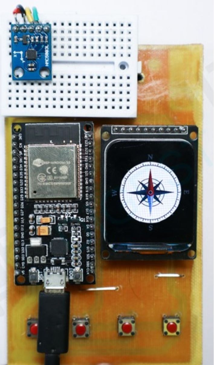 Figure: Prototype of Magnetic sensor with an ESP32