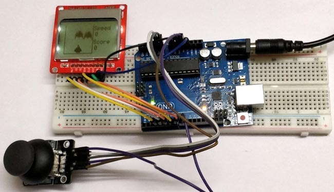 Fig. Prototype of Space Race Game using the Arduino
