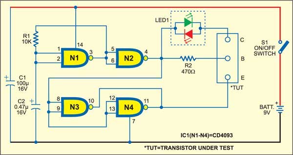 Easy Transistor Tester - source illustration from page 198