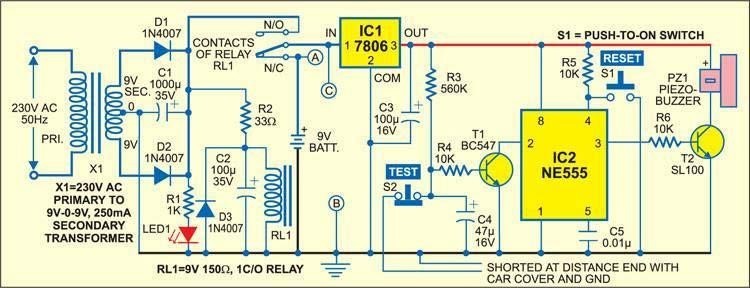 that is depicted in Figure 2 and wired to the points A, B, and C shown in Figure 1 will