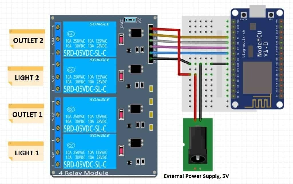 breadboard in the manner depicted in the figure.