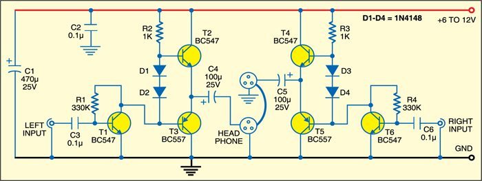 Stereo Headphone Amplifier - source illustration from page 84
