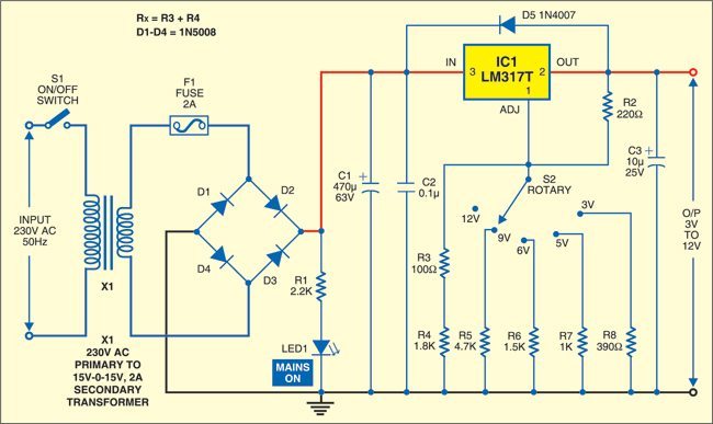 Stabilized Power Supply for Prototyping - source illustration from page 243