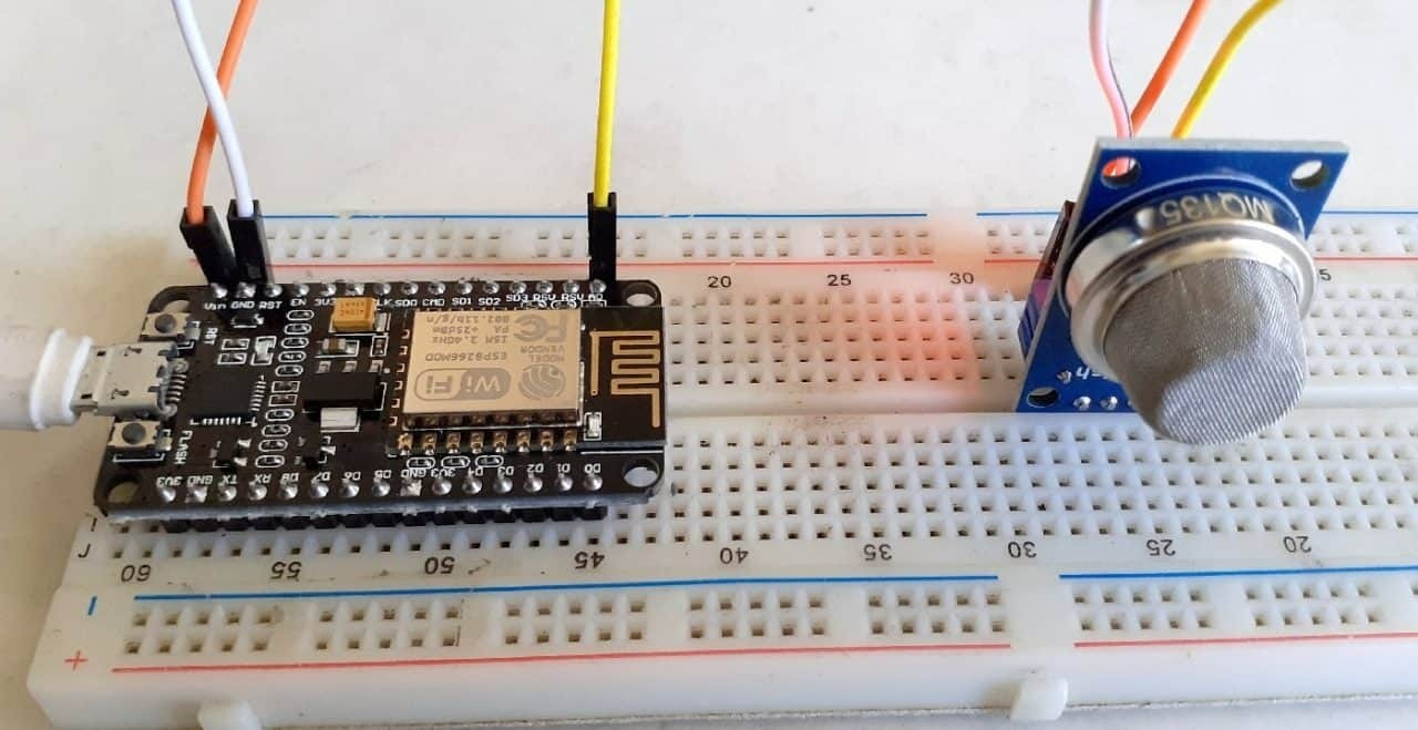 Figure: Prototype of Gas Level Monitor on Internet Using ESP8266 & Gas Sensor