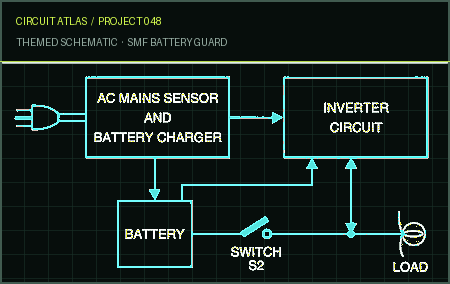 Circuit Atlas themed schematic for SMF Battery Guard Circuit Atlas themed schematic for SMF Battery Guard