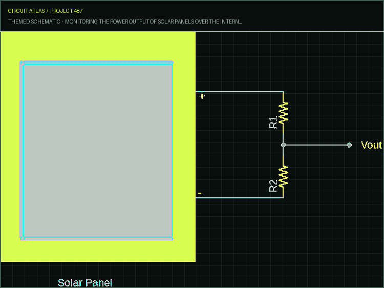 Circuit Atlas themed schematic for Monitoring the power output of solar panels over the Internet of Things using ESP32 and ThingSpeak
