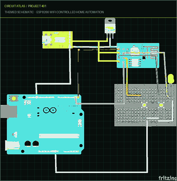 Circuit Atlas themed schematic for ESP 8266 Wifi Controlled Home Automation Circuit Atlas themed schematic for ESP 8266 Wifi Controlled Home Automation