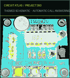 Circuit Atlas themed schematic for Automatic Call answering Machine using Arduino and GSM Module