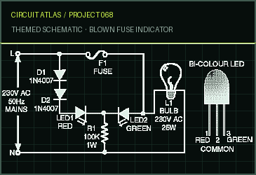 Circuit Atlas themed schematic for Blown Fuse Indicator