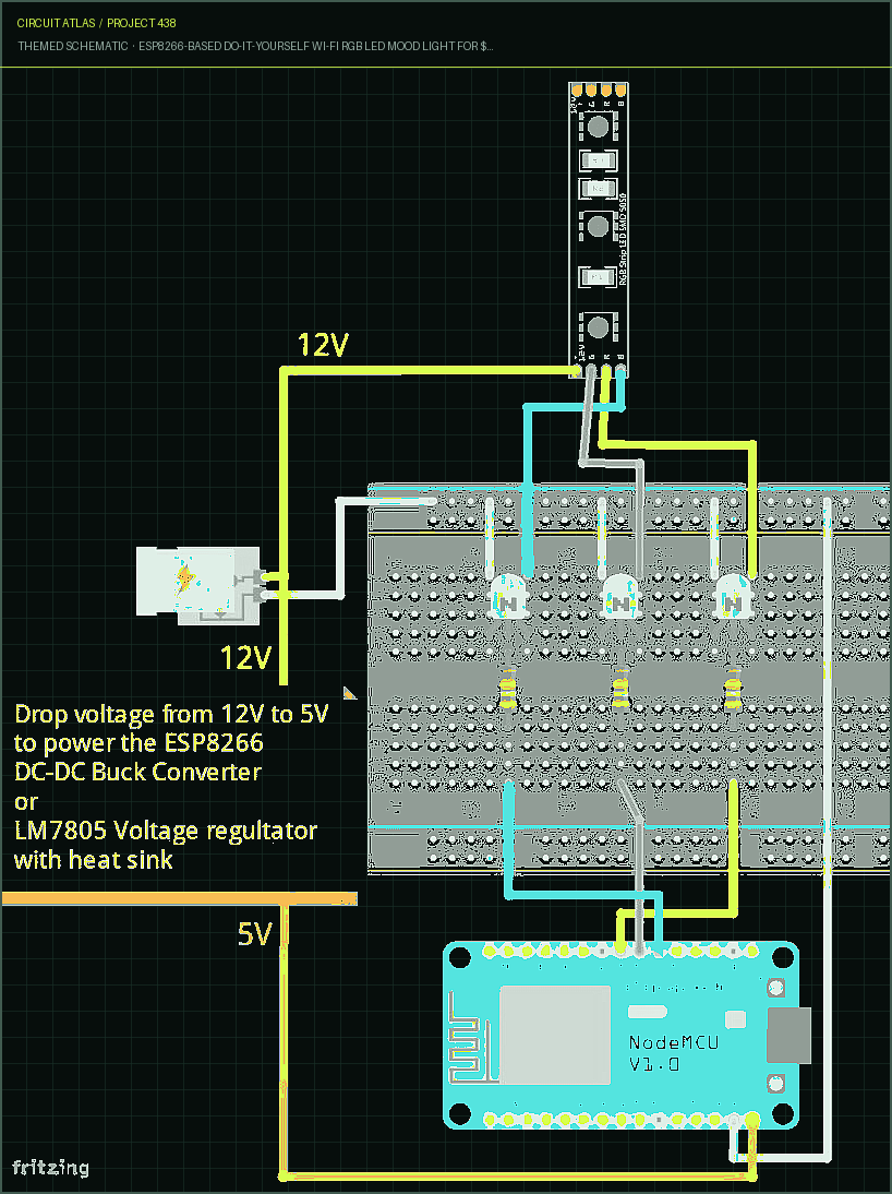 Circuit Atlas themed schematic for ESP8266-Based Do-It-Yourself Wi-Fi RGB LED Mood Light for $10 (Step by Step)