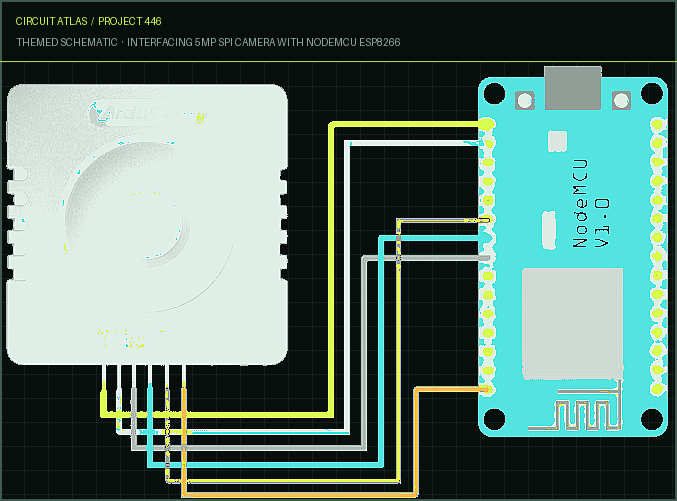 Circuit Atlas themed schematic for Interfacing 5MP SPI Camera with NodeMCU ESP8266