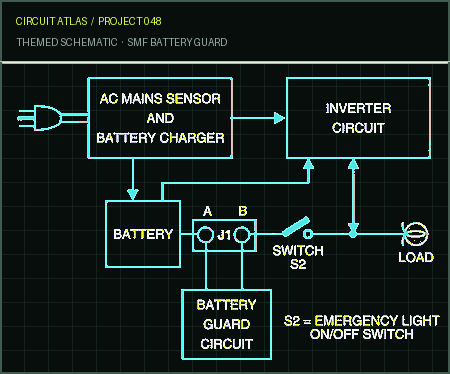 Circuit Atlas themed schematic for SMF Battery Guard Circuit Atlas themed schematic for SMF Battery Guard
