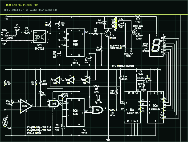 Circuit Atlas themed schematic for Watch Man Watcher