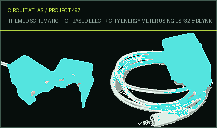 Circuit Atlas themed schematic for IoT Based Electricity Energy Meter using ESP32 & Blynk
