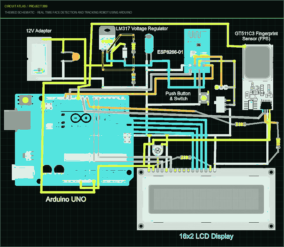 Circuit Atlas themed schematic for Real Time Face Detection and Tracking Robot using Arduino