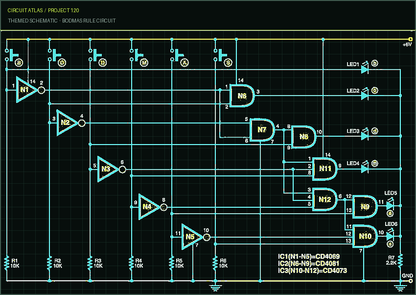 Circuit Atlas themed schematic for BODMAS Rule Circuit Circuit Atlas themed schematic for BODMAS Rule Circuit