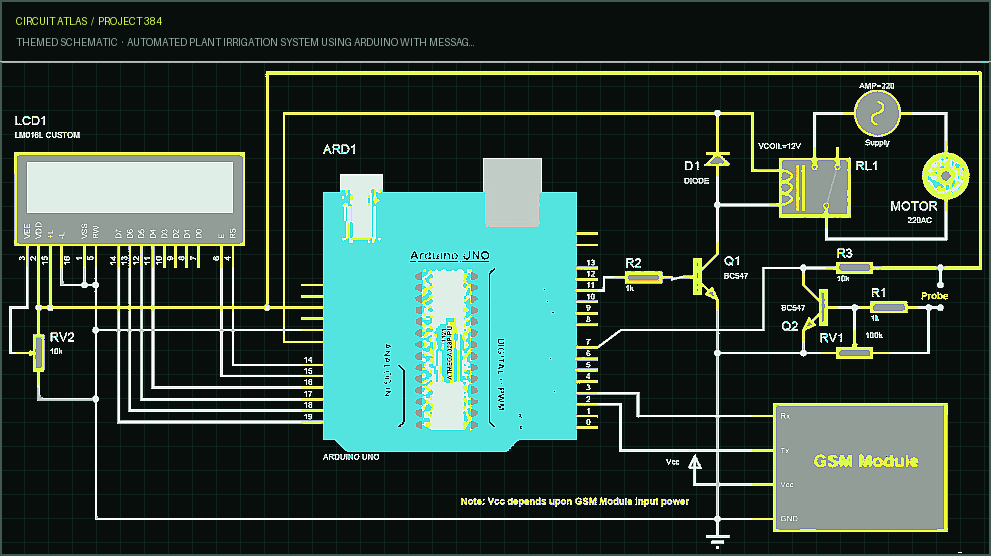 Circuit Atlas themed schematic for Automated Plant Irrigation System Using Arduino with Message Alerts Circuit Atlas themed schematic for Automated Plant Irrigation System Using Arduino with Message Alerts