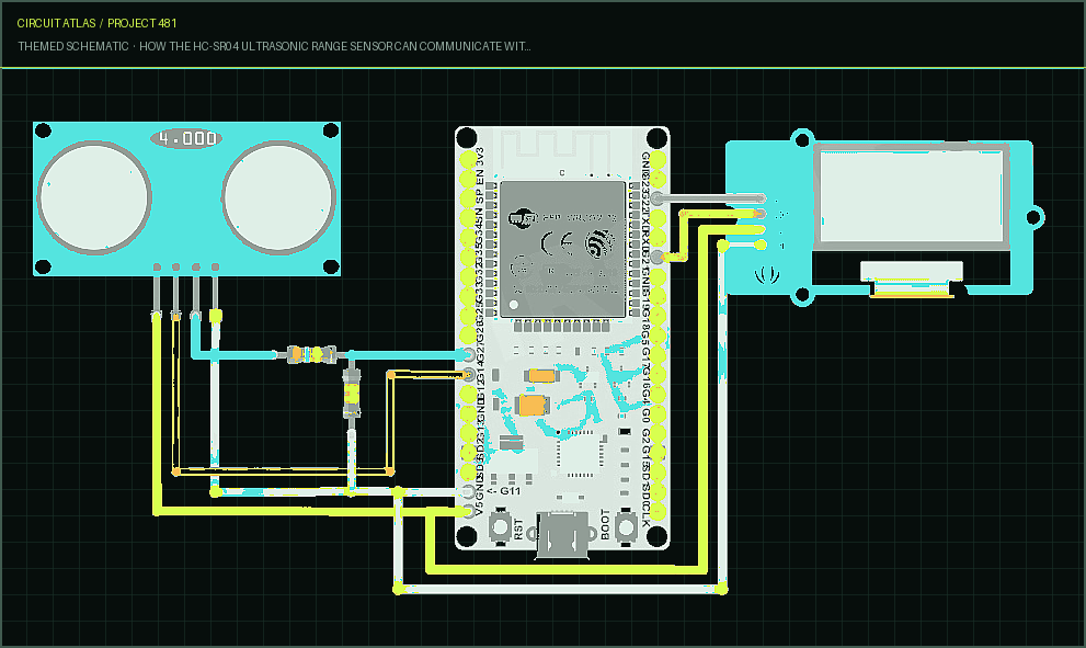 Circuit Atlas themed schematic for How the HC-SR04 Ultrasonic Range Sensor Can Communicate with the ESP32 Circuit Atlas themed schematic for How the HC-SR04 Ultrasonic Range Sensor Can Communicate with the ESP32