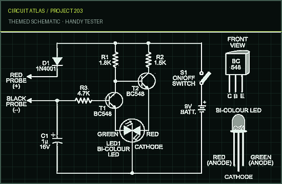 Circuit Atlas themed schematic for Handy Tester