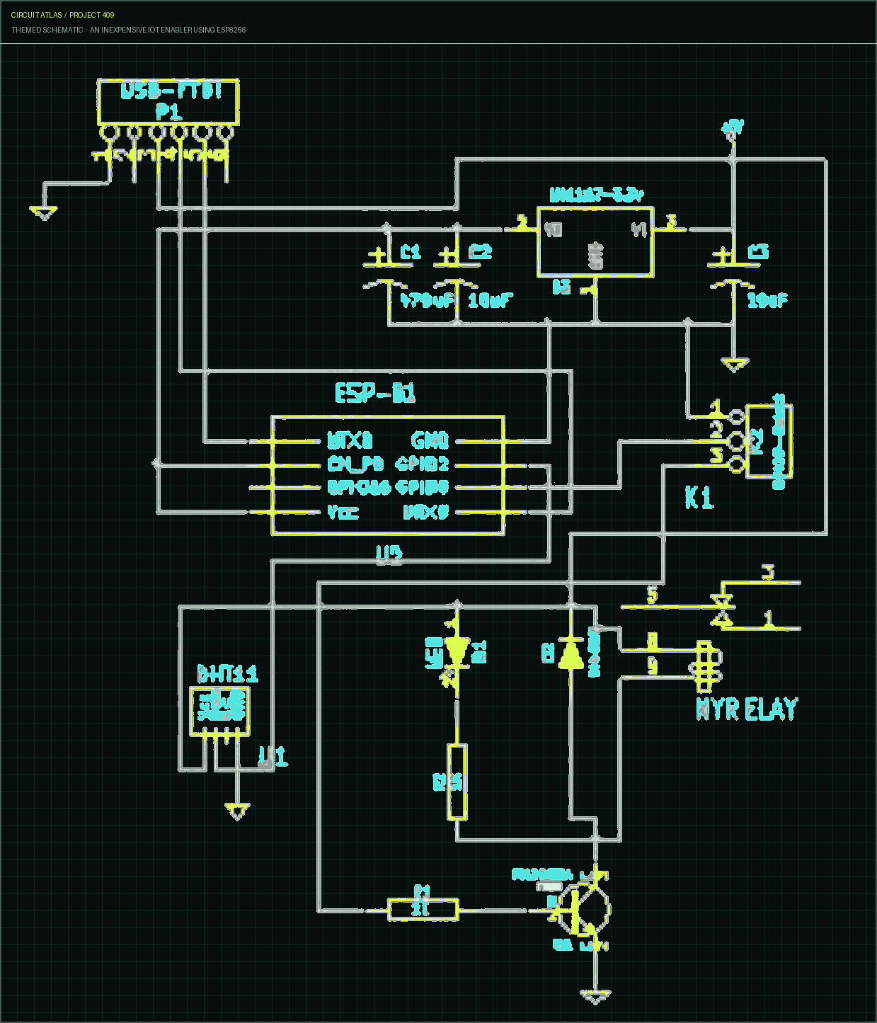 Circuit Atlas themed schematic for An Inexpensive IoT Enabler Using ESP8266