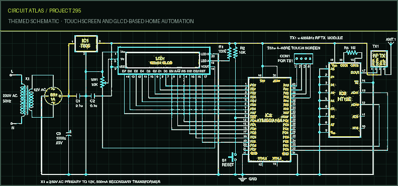 Circuit Atlas themed schematic for Touchscreen and GLCD-Based Home Automation