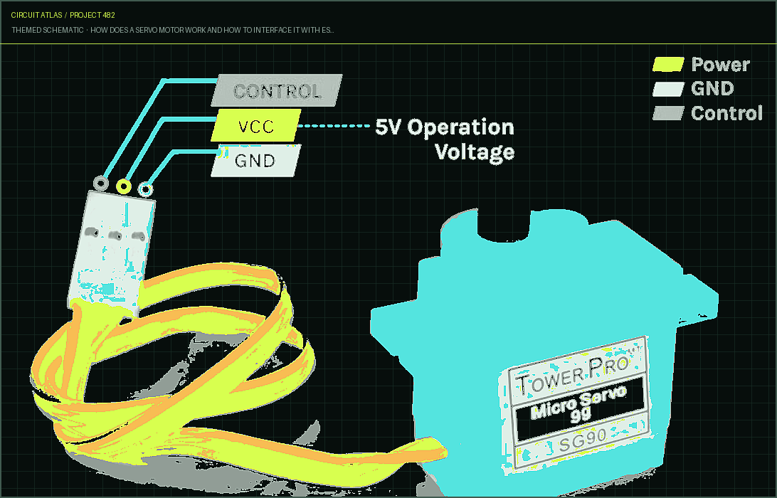 Circuit Atlas themed schematic for How does a Servo Motor Work and How to Interface it with ESP32?