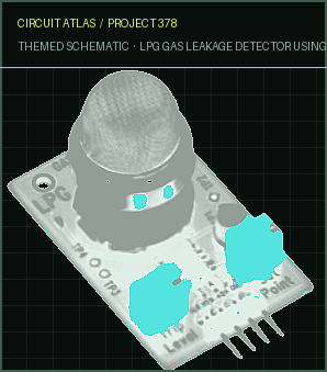 Circuit Atlas themed schematic for LPG Gas Leakage Detector using Arduino