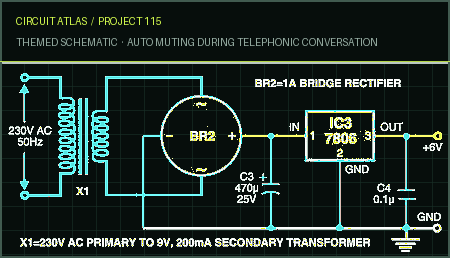 Circuit Atlas themed schematic for Auto Muting During Telephonic Conversation Circuit Atlas themed schematic for Auto Muting During Telephonic Conversation