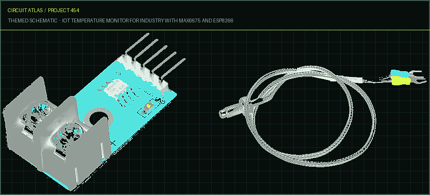 Circuit Atlas themed schematic for IoT Temperature Monitor for Industry with MAX6675 and ESP8266