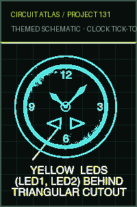 Circuit Atlas themed schematic for Clock Tick-Tock Sound Generator & LED Pendulum