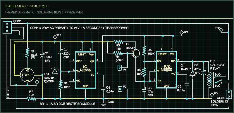 Circuit Atlas themed schematic for Soldering Iron Tip preserver