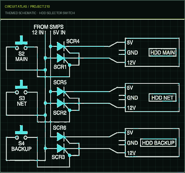 Circuit Atlas themed schematic for HDD Selector Switch