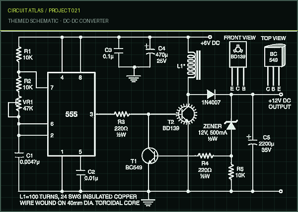 Circuit Atlas themed schematic for DC-DC Converter