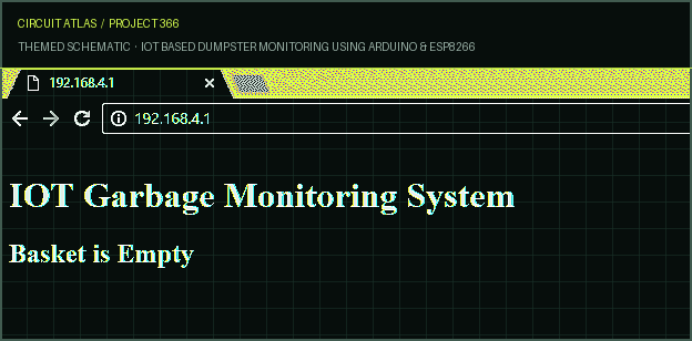 Circuit Atlas themed schematic for IOT Based Dumpster Monitoring using Arduino & ESP8266