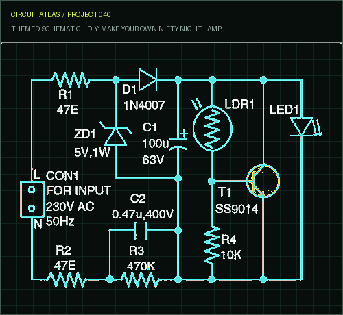 Circuit Atlas themed schematic for DIY: Make Your Own Nifty Night Lamp Circuit Atlas themed schematic for DIY: Make Your Own Nifty Night Lamp