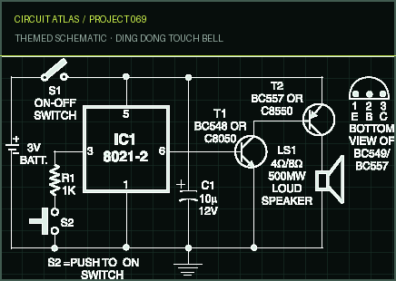 Circuit Atlas themed schematic for Ding Dong Touch Bell