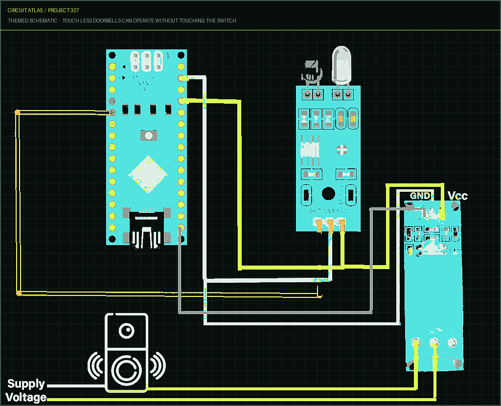 Circuit Atlas themed schematic for Touch less doorbells can operate without touching the switch
