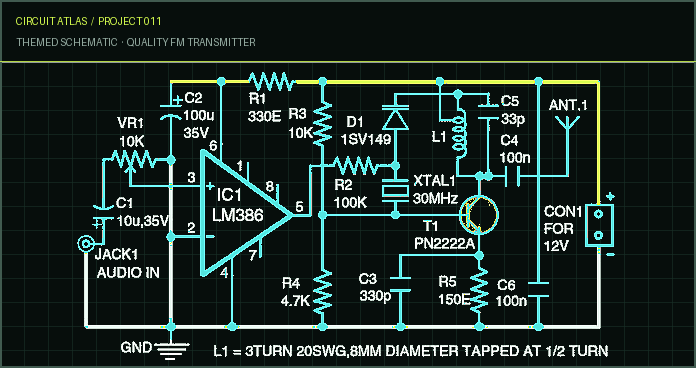 Circuit Atlas themed schematic for Quality FM Transmitter