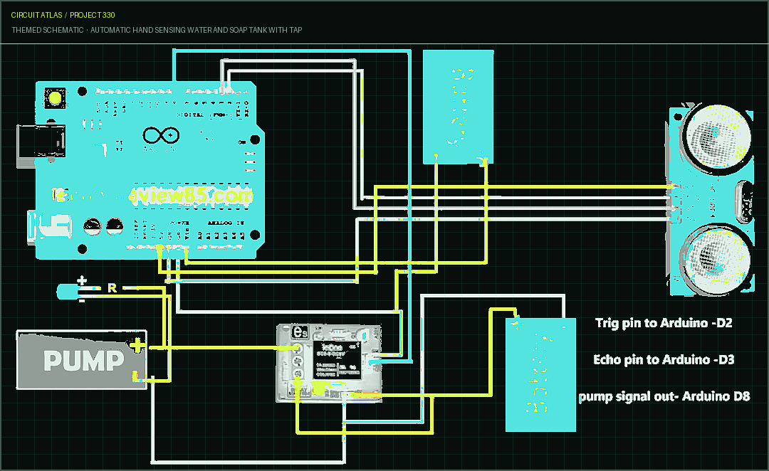 Circuit Atlas themed schematic for Automatic Hand Sensing Water and Soap Tank with Tap Circuit Atlas themed schematic for Automatic Hand Sensing Water and Soap Tank with Tap