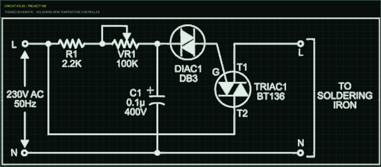 Circuit Atlas themed schematic for Soldering Iron Temperature Controller