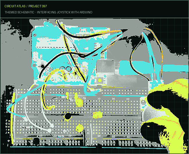 Circuit Atlas themed schematic for Interfacing Joystick with Arduino