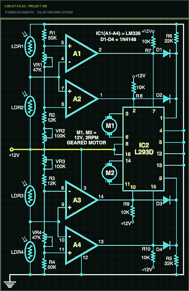 Circuit Atlas themed schematic for Solar Tracking System