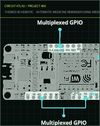Circuit Atlas themed schematic for Automatic Medicine Reminder Using Arduino