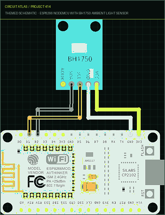 Circuit Atlas themed schematic for ESP8266 NodeMCU with BH1750 Ambient Light Sensor Circuit Atlas themed schematic for ESP8266 NodeMCU with BH1750 Ambient Light Sensor