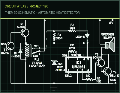 Circuit Atlas themed schematic for Automatic Heat Detector